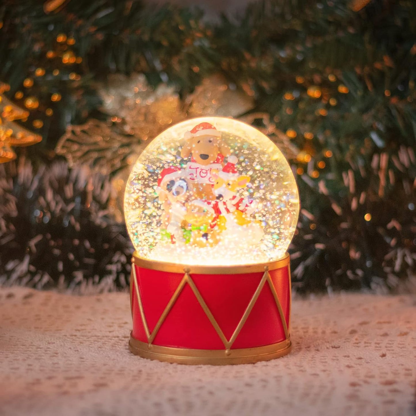 MUMTOP Snow Globe, Christmas Snow Globes, Snow Globes for Kids, Puppy Christmas Lanterns Music Box with 6 Color Changing LED Lights Christmas Birthday Gift