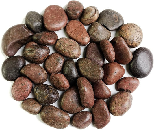 HappyFiller Natural Decorative Red Pebbles Polished Gravel Rocks Stones for Aquarium,Fish Turtle Tank,Outdoor Indoor Plants Top Dressing,Succulents Soil Cover,Garden Landscaping,18 LB