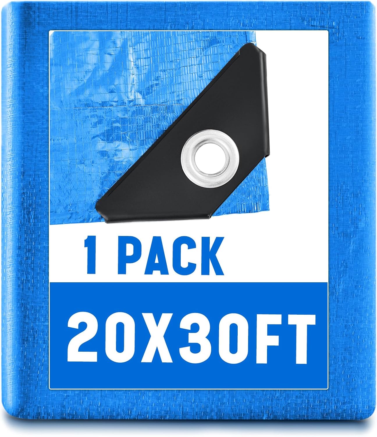 1 Pack 20 x 30 ft 5.5 Mil Large Tarps Heavy Duty Waterproof Tarp Multi Purpose Tent Cover for Home Boats Cars Camping Patio Furniture Roof Emergency Rain Protective Cover, Blue