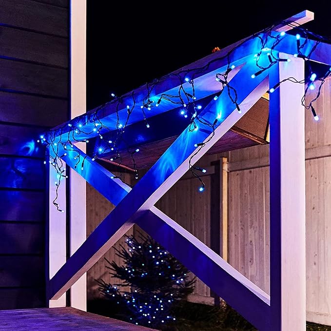 2 Pack Solar Christmas Lights Outdoor Waterproof, 75.5 ft 200 LED Solar Powered Blue String Lights,8 Modes Solar Christmas Lights for Garden Yard Patio Tree Party Xmas Decoration