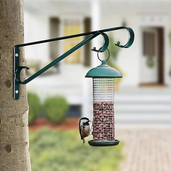 Plant Hangers Outdoor (2 Pack-15.4 Inch Blackish Green) Plant Hooks Heavy Duty Iron Plant Hanger Hook for Wall, Hanging Plant Bracket for Planters, Bird Feeders, Lanterns, Wind Chimes, Outdoor