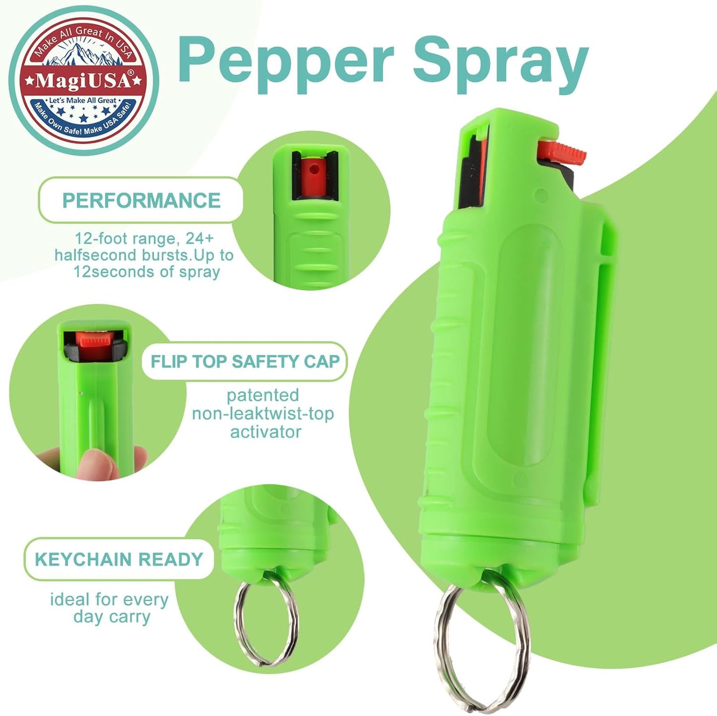 Multi Pack MagiUSA OC Pepper Spray Keychain Value Sets for Women Men 6 Pack or 8 Pack Self Defense Gel Kits Quick Release Compact Portable Personal Safety Tools Ideal Gift