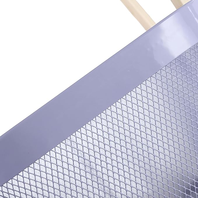 Metal Mesh Steel Basket, Storage Organizer Basket Multi-functional Hanging Kitchen Baskets Fruit Basket Bin with Bamboo Handle for Kitchen Bathroom Picnic Shopping Decor Cabinet Home, Purple