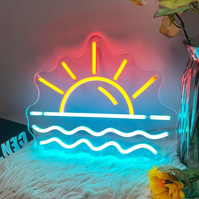 Sunset Sunrise Neon Sign, Neon Signs for Wall Decor Dimmable LED Neon Light Sign for Beach Bedroom Living Room Wedding Bar Party Home Room Decor