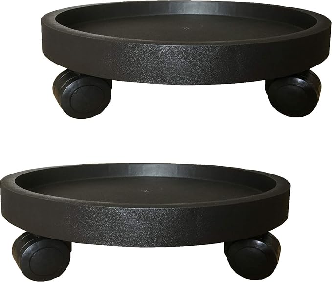2 Pack of 11 Inch Heavy Duty Plant Caddy with Wheels,Rolling Plant Stand Pot Trolley,Wheeled Planter Saucer Tray,Potted Flower Mover Dolly with Casters Round Coaster for Indoor Outdoor
