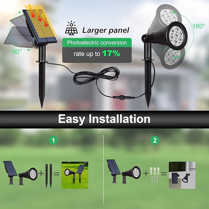 Christmas Solar Landscape Spotlights Color Changing 4 Pack, T-SUNUS Halloween Solar Spot Lights Outdoor Waterproof Garden Pond Light, 180° Adjustable Wall Light Separately Installed for Outdoor/Indoor