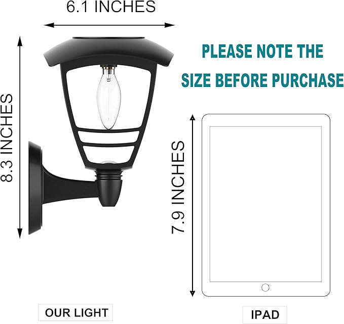 MAGGIFT 2 Pack Solar Powered Wall Lantern, Outdoor 10 Lumen LED Edison Bulb Solar Warm White Lights Wall Sconce with No Wiring Required,Fixture with Wall Mount Kit