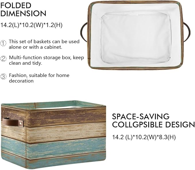 Wood Print Rectangular Storage Basket Retro Vintage Organizer Bin Shelf Baskets For Clothes Gifts For Home Office Dorm