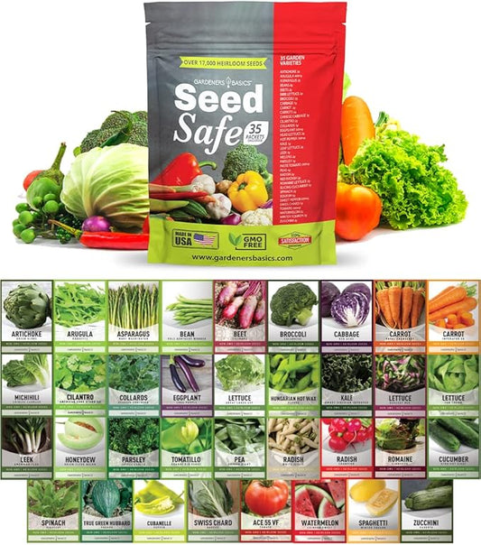Gardeners Basics, Survival Garden Heirloom Seeds, Victory Garden Seeds - 35 Varieties, 17,000+ Vegetable and Fruit Seeds for Planting Great Emergency Preparedness Items and Bugout Bag Supplies Gear