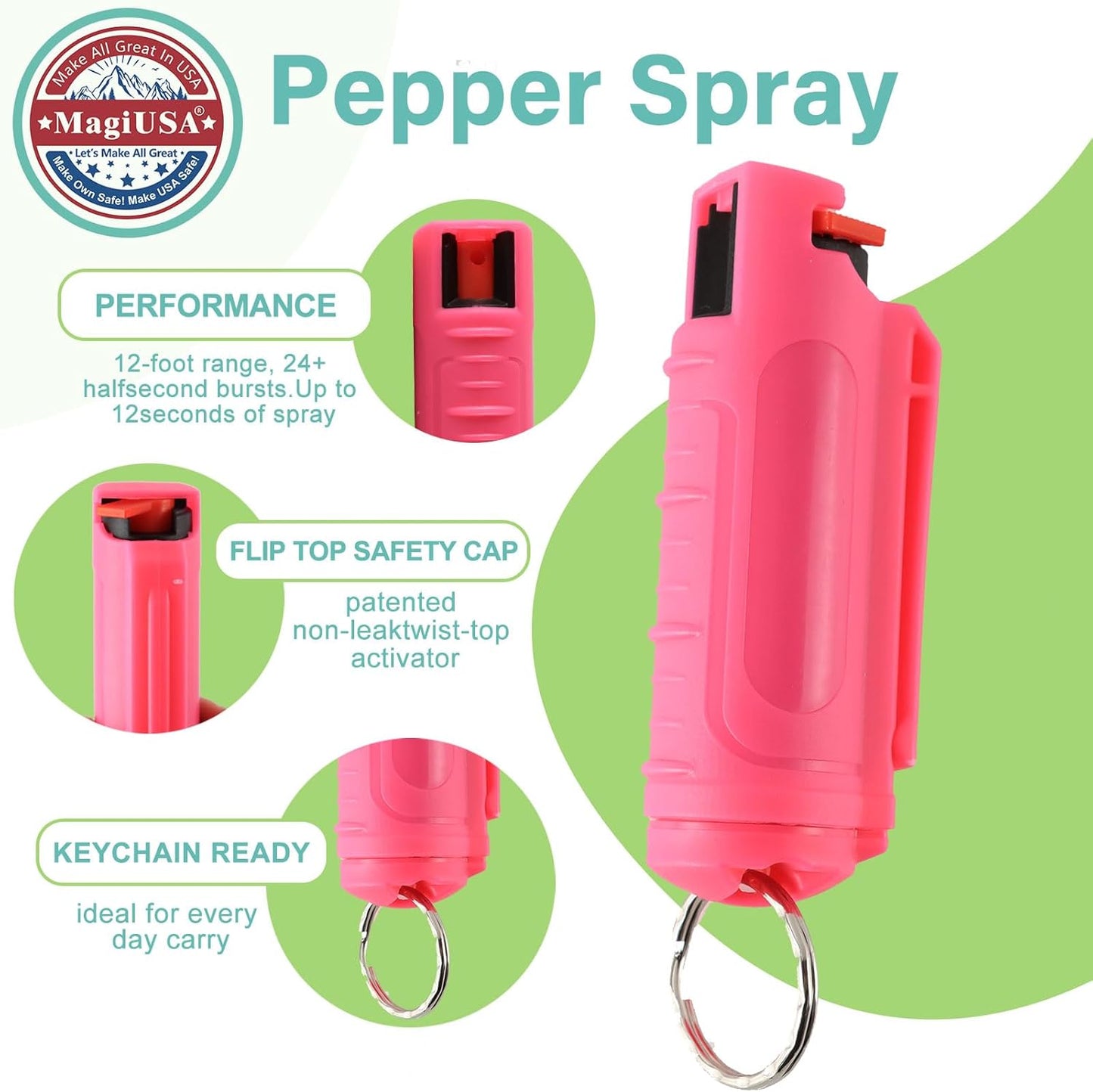 Multi Pack MagiUSA OC Pepper Spray Keychain Value Sets for Women Men 6 Pack or 8 Pack Self Defense Gel Kits Quick Release Compact Portable Personal Safety Tools Ideal Gift
