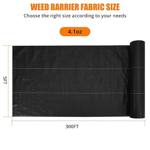 Towallmark Weed Barrier Landscape Fabric 5FTx300FT, Heavy Duty 4.1O Weed Block Gardening Ground Cover Mat, Weed Control Garden Cloth, Woven Geotextile Fabric for Underlayment, Driveway Fabric