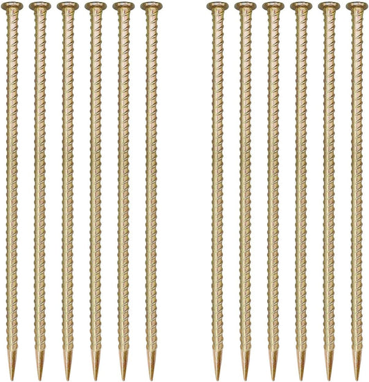 16 Inch Rebar Stakes (12 Pack)- 0.5 Inch Diameter Galvanized Steel Ground Anchors - Heavy Duty Plant Support Garden Stake for Speed Bump, Wheel Stop, Tent Stakes Metal Rebar Support