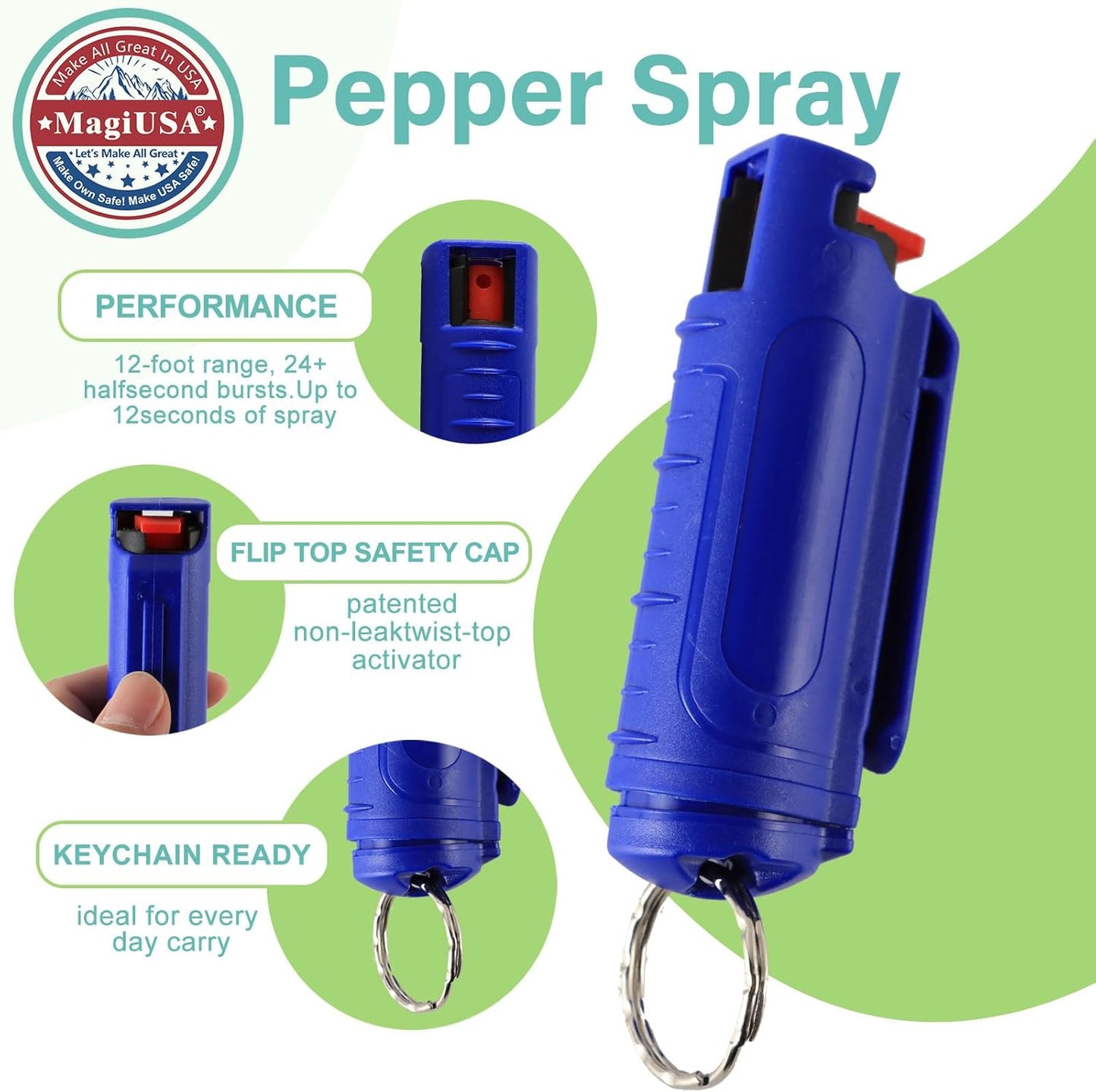 Multi Pack MagiUSA OC Pepper Spray Keychain Value Sets for Women Men 6 Pack or 8 Pack Self Defense Gel Kits Quick Release Compact Portable Personal Safety Tools Ideal Gift