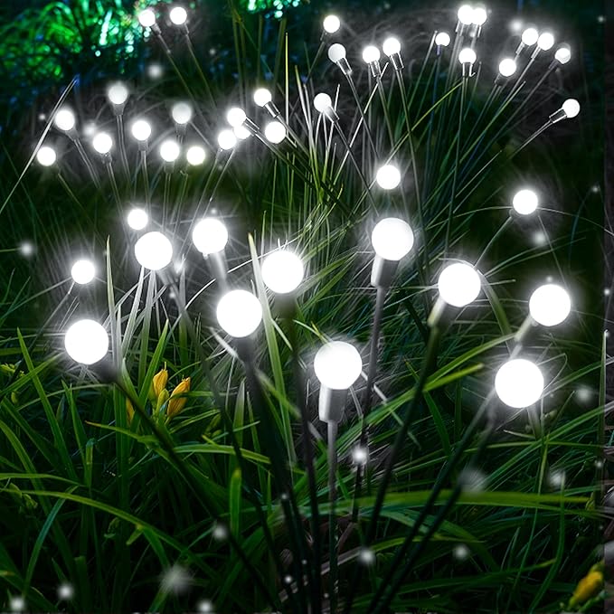 6-Pack Solar Garden Lights, 48 LED Solar Lights Outdoor for Garden Decor, Waterproof Firefly Light Outdoor (Sway by Wind), Swaying Light for Outside Yard Pathway Landscape Decorations (Cool White)