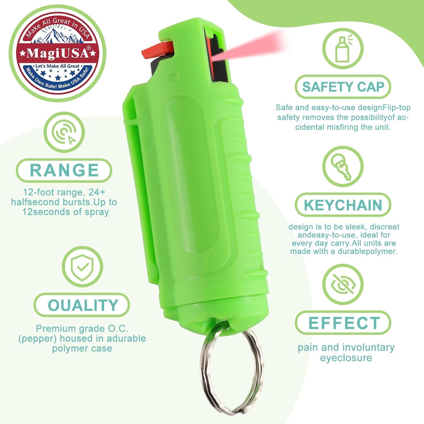 Multi Pack MagiUSA OC Pepper Spray Keychain Value Sets for Women Men 6 Pack or 8 Pack Self Defense Gel Kits Quick Release Compact Portable Personal Safety Tools Ideal Gift