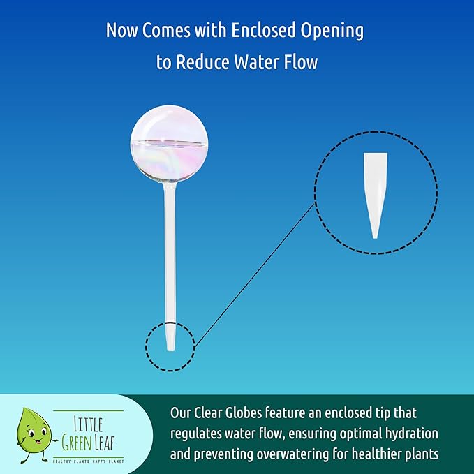 Plant Watering Globes - 4 Pieces Clear Rainbow. Decorative Self Watering Planter Inserts. Hand-Blown Durable Glass. Ideal Plant Lover Gift (4pk Medium)