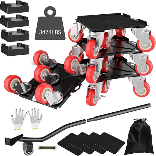 【Upgrade Large】 Furniture Dolly,Furniture Movers with 5 Wheels,Carbon Steel Panel Heavy Duty Dolly,Furniture Lifter with 5 360° Rotatable Rubber Universal Wheels,Maximum Load 3474LBS
