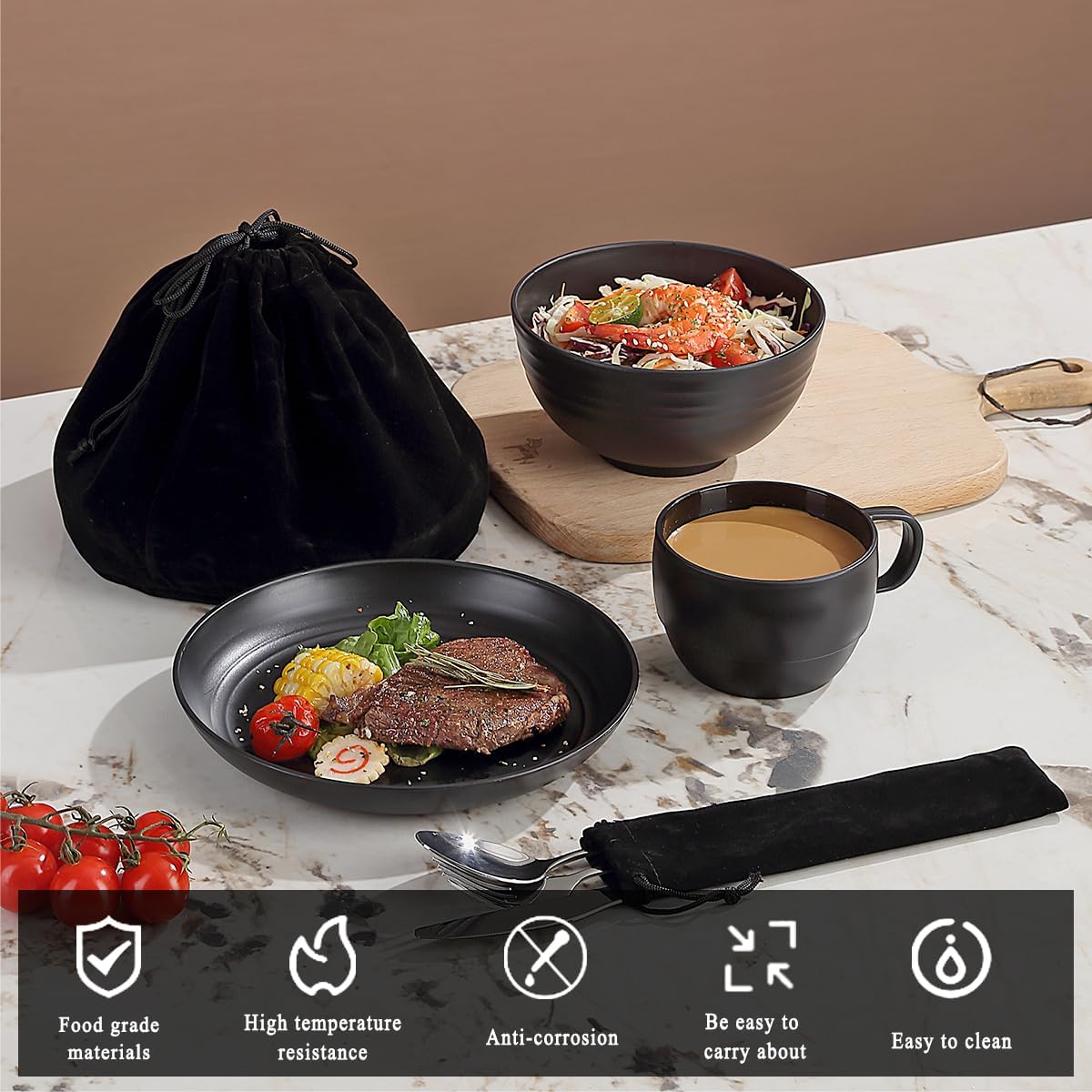 Berglander Camping Mess Kits, Silverware Set Spoons Forks Knives, Camping Essentials Gear, Accessories for Travel, Picnic, Outdoor, Easy to Carry and Clean