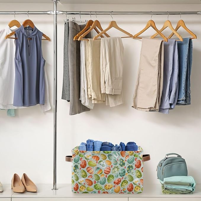 Easter Egg Rectangular Storage Basket Organizer Bin Shelf Baskets For Clothes Gifts For Home Office Dorm