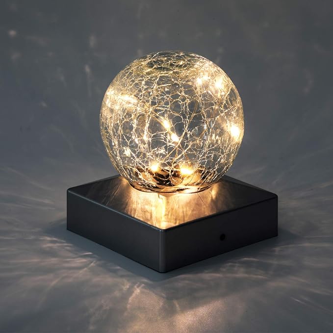 2PK Solar Post Cap Lights - Waterproof Outdoor Caps for Deck, Fence, Patio, LED Garden Decorative Lighting for Wooden or Vinyl Posts - Warm White