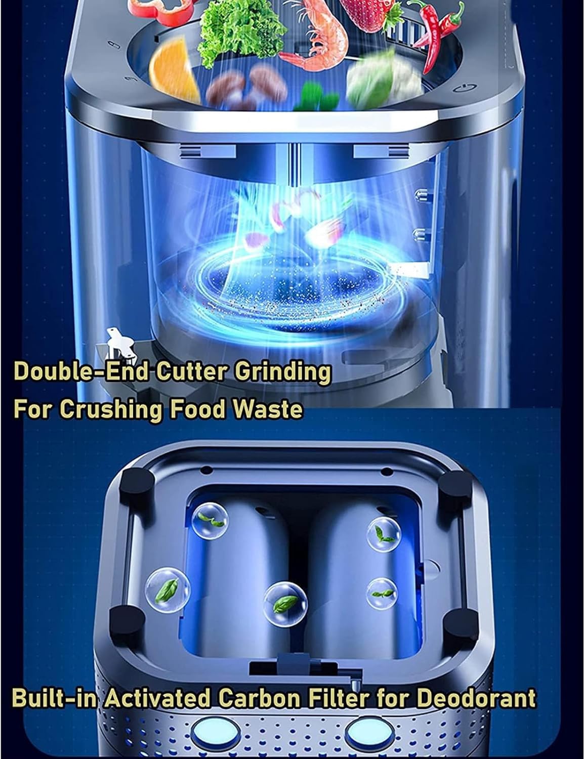 Electric Kitchen Composter,Smart Waste Kitchen Composter,Home Composting Bin,Countertop Automatic Food Waste Cycler with 2.5L Capacity,Turn Garbage to Compost with Single Button,110V