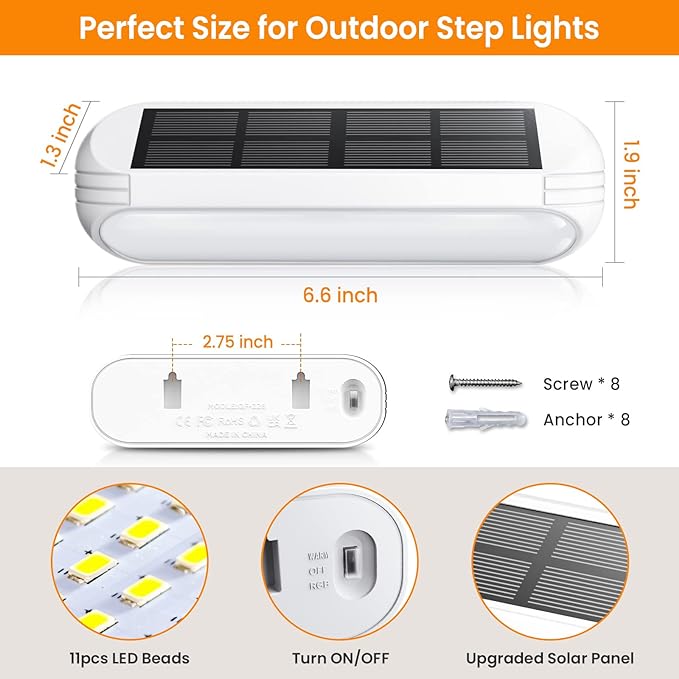 Solar Outdoor Lights 4 Pack, Bright Fence Lights with Multi-Color Changing & Warm White Mode, Upgraded Solar Step Lights Outdoor Waterproof for Garden Deck Post Stair Yard and Wall