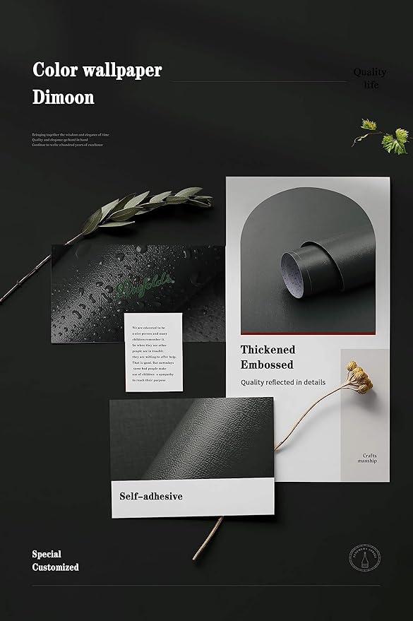 Dimoon 118''x17.7'' Dark Green Peel and Stick Wallpaper Contact Paper Modern Self Adhesive Wall Paper Removable Renter Friendly Textured Solid Color Shelf Vinyl Roll (118''x17.7'',Black Jadeite)