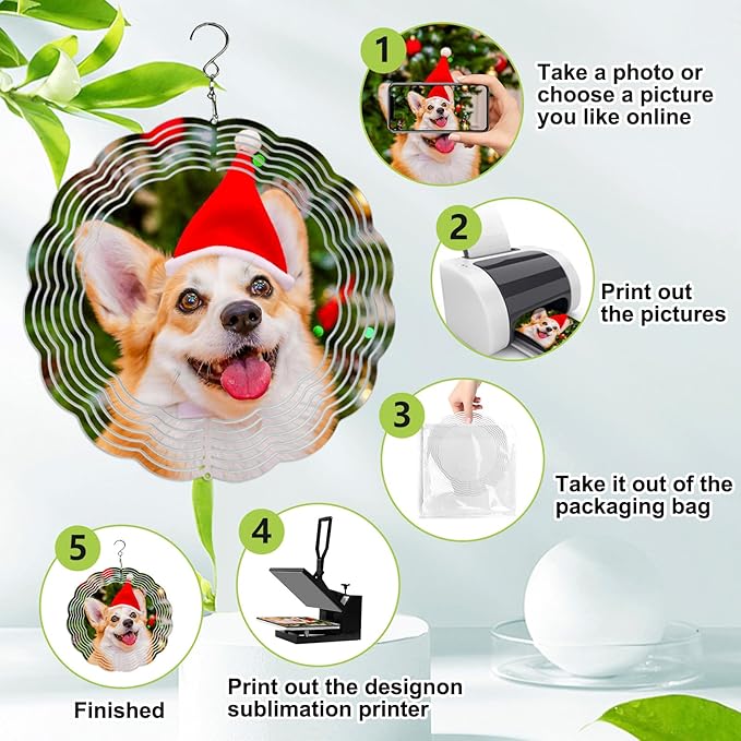 5 Pack Sublimation Wind Spinner Blanks 8 Inch,3D Wind Spinners Sublimation Blanks Products Bulk Aluminum Metal Sublimation Blank Wind Spinner for DIY Gift Indoor Outdoor Decoration