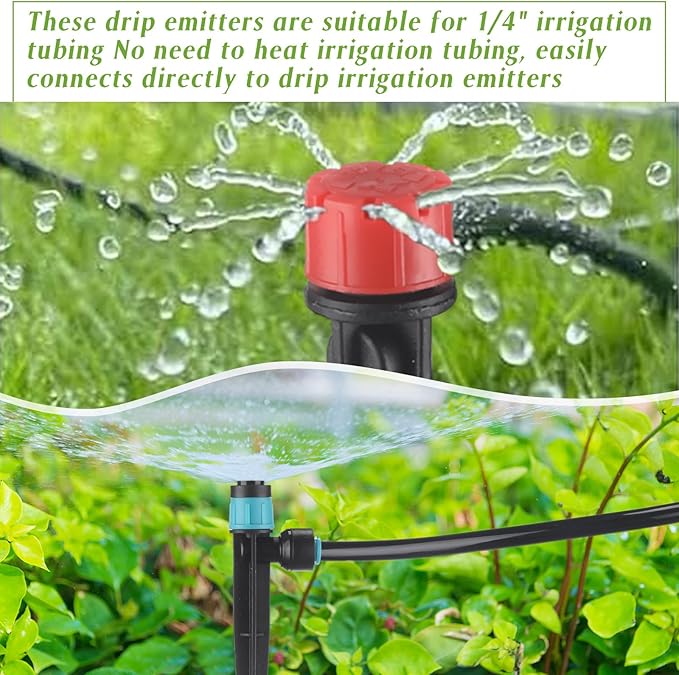 100ft Drip Irrigation Kits, Connect Automatic Irrigation System, Irrigation System with 1/4 Inch Tubing and Tee 2 Way Connector, Irrigation Sprinkler System for Yard Lawn Patio Greenhouse