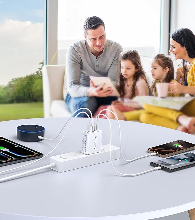 [2-Pack] USB C Wall Charger, 50W USB C Charger Block 5-Port PD Fast Charging Blocks + QC Power Adapter Brick Cube Multiport USB A Plug,Type C Cube for iPhone 16/15/14/13/12/Pro,Samsung,for Switch