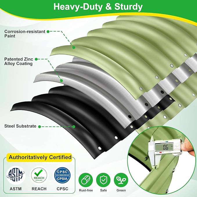 3x3x1.4ft Galvanized Raised Garden Bed, Deep Metal Garden Bed, Matcha Green Raised Garden Beds Outdoor, Raised Bed for Planting Vegetables, Flowers, Fruits