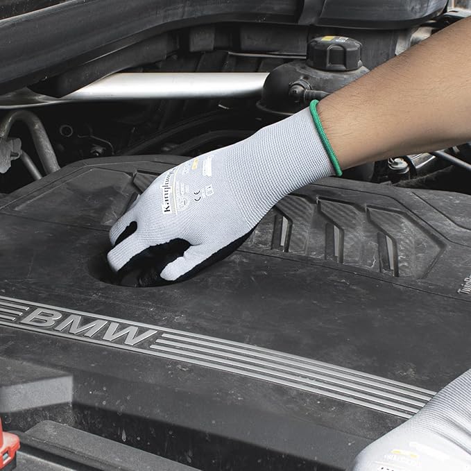 6-Paris Large Work Gloves for Men and Women, Nitrile Coated Safety Protective Gloves with Grip, Ideal for Gardening, Warehouse, Mechanic, Light Duty Construction Work