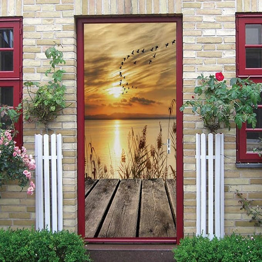 3D Door Stickers Murals - Peel & Stick Wallpaper - Self-Adhesive Decals - Removable PVC - Waterproof - Bedroom & Living Room - 34.6" x 78.7"