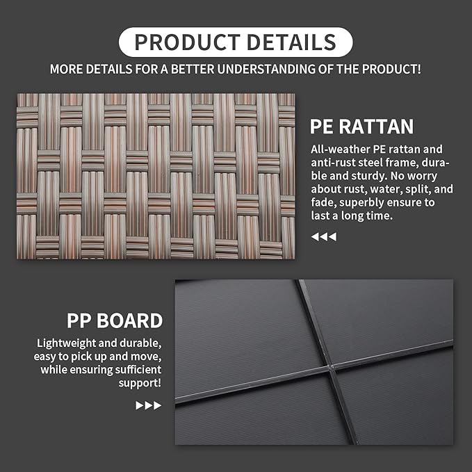 Rattaner Outdoor Storage Table Wicker Patio Coffee Table All-Weather Wicker Side Table with Waterproof Cover, Brown