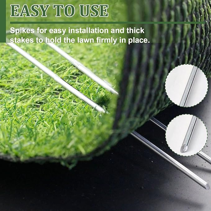 6 Inch Garden Stakes Galvanized Landscape Staples Green U-Type Turf Staples for Artificial Grass Rust Proof Sod Pins Stakes for Securing Yard Fences Weed Barrier Outdoor Tents Tarps (Silver 200)