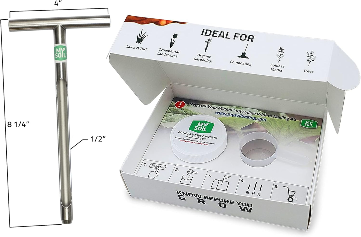 MySoil Test Kit PRO Pack, Unlock Your Lawn & Garden Potential, Complete & Accurate Nutrient and pH Analysis with Recommendations Tailored to Your Soil and Plant Needs | 2 Test Kits + 1 Soil Probe