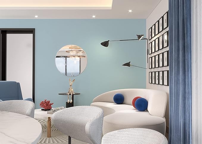 Dimoon 236''x17.7'' Blue Peel and Stick Wallpaper Contact Paper Modern Self Adhesive Wall Paper Removable Renter Friendly Textured Solid Color Shelf Cabinet Vinyl Roll (236''x17.7'',Light Blue)