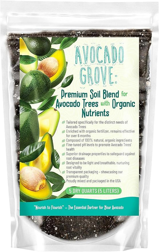 Avocado Tree Soil – Premium Organic Potting Mix for Avocado Trees | Tailored pH & Organic Nutrients | Fast-Draining & Moisture-Retaining | Indoor & Outdoor Use (5 QUARTS)