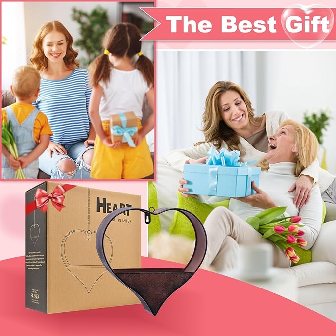 Metal Hanging Planters for Indoor & Outdoor Plants - Heart Shaped Planters for Wall or Window,Garden Patio or Indoor Decor for Women(Cooper)