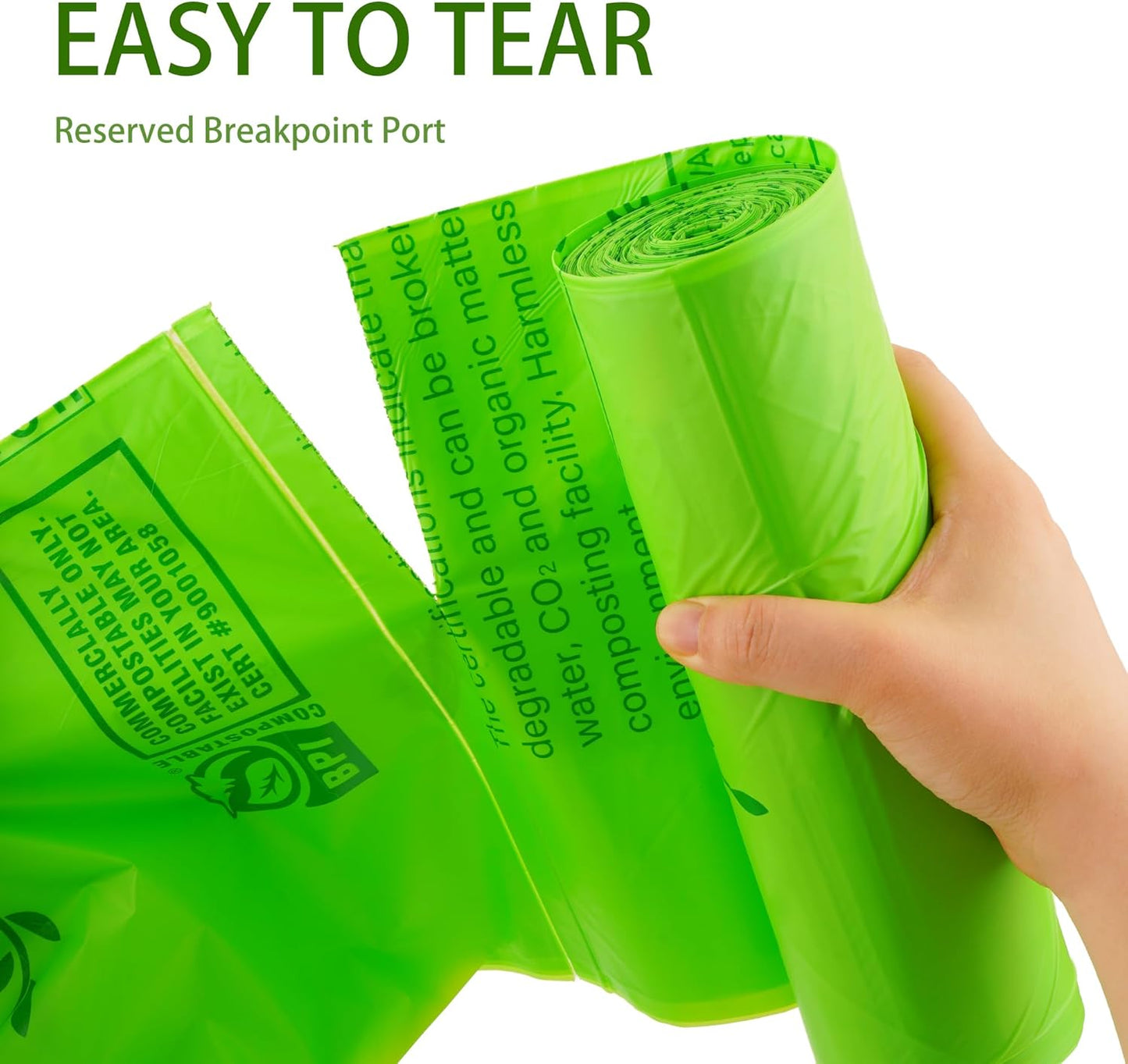 Compost Bags 33 Gallon 125 Liter Extra Thick 1.2 Mils Compostable Food Scrap Waste Bags with US BPI ASTM D6400 and Europe OK Compost Home Certified 20 Counts