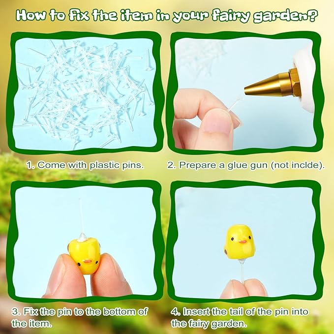 Yalikop 240 Pcs Miniature Garden Accessories, Including Animals, Mini Houses, Table and Chairs and Dollhouse Decoration, Miniature Figurines, Micro Landscape Ornaments, Garden DIY Kit, Birthday Gift
