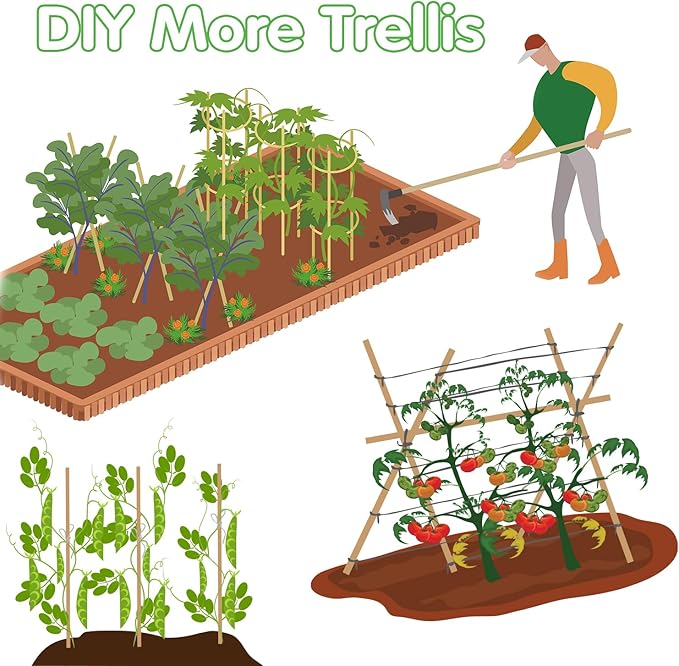 Bamboo Stakes,4.8FT Natural Bamboo Garden Stakes,BOVITRO 20Pcs Bamboo Plant Stakes,Bamboo Sticks for Tomato,Beans,Vegetable and Climbing Plants