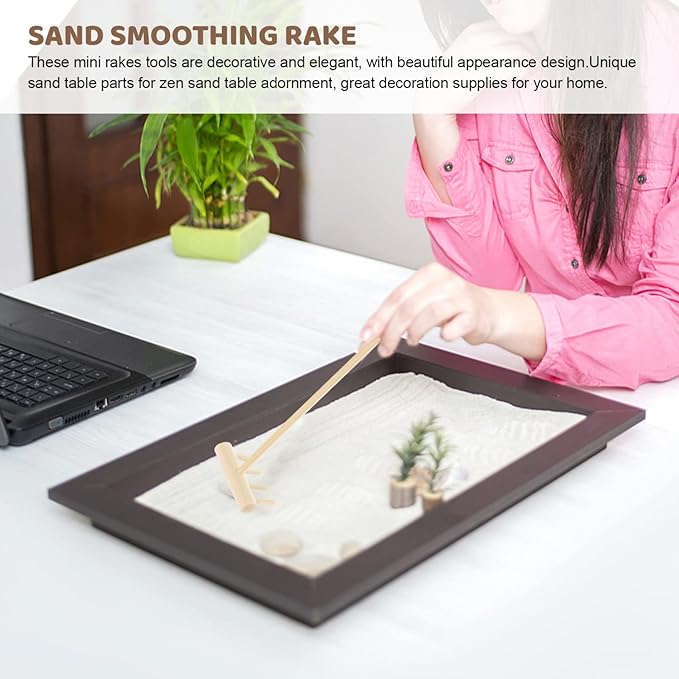EXCEART 32 Pcs Mini Zen Garden Accessories - Sand & Rock Rake, Wood & Moss Rakes, Sandbox Tools, Bamboo Child Meditation Accessory
