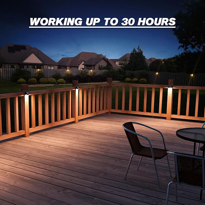 Aulanto Solar Fence Lights 4 Pack, Fence Solar Lights IP65 Waterproof Outdoor Lights,Warm White and 10 RGB Color Glow Modes, Solar Lights Outdoor Decor for Backyard,Garden,Fence,Wall,Deck,Stairs.