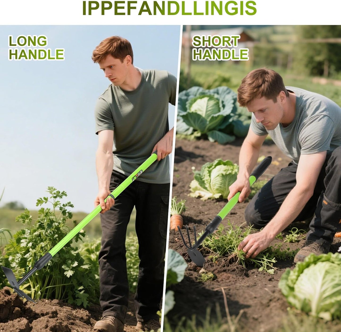 Telescopic Garden Hoe, Dual-Head Weeding and Cultivating Tool with Adjustable Handle, Lightweight Outdoor Hand Hoe for Raised Beds, Flower Planting, Camping, and Backyard Gardening