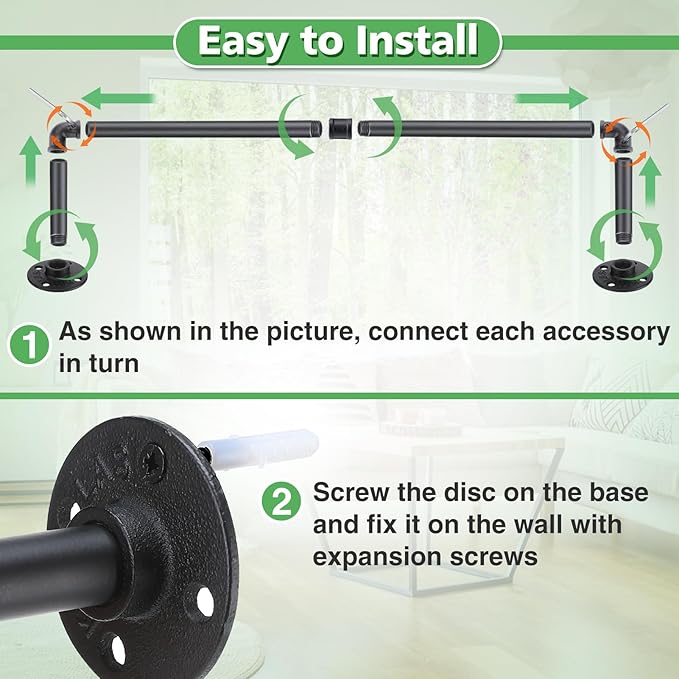 Plant Hanger Indoor, 34.2in Strong Load-Bearing Hanging Plant Holder, Window Plant Rod Black Metal Bar for Wall Ceiling Decor Shelves, 1 Pcs (Pot Chain & Plant Not Included)