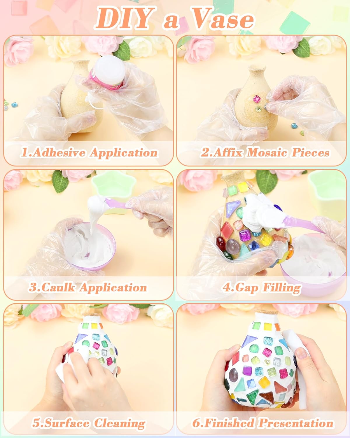 FIVEIZERO 420g Mosaic Tiles for Crafts - 280Pcs Glass Mosaic Kits, Mixed Shapes Mosaic Glass Pieces for Art, Irregular Tiny Mosaic Tile for DIY Projects, Home Decoration(Blue)