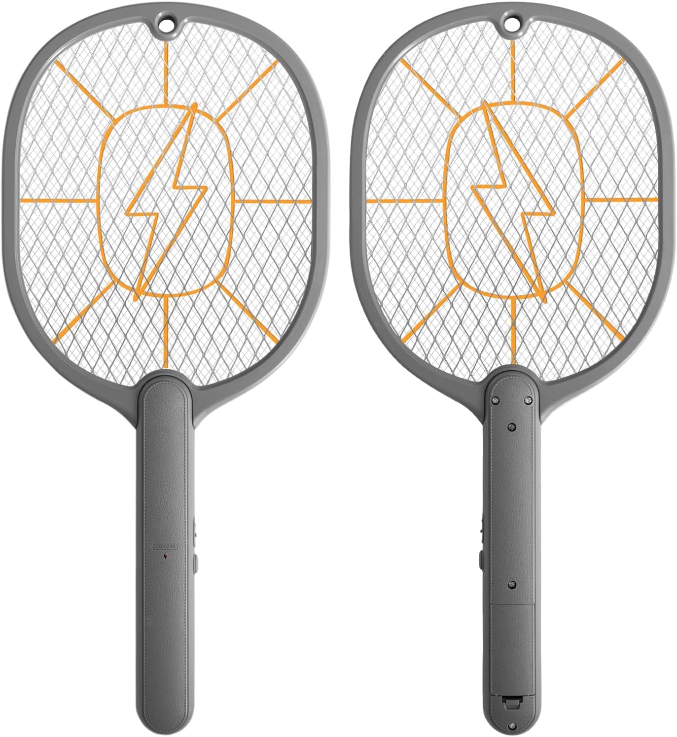 Electric Fly Swatter 2 Pack (Black & Gray), High-Voltage Bug Zapper Racket for Mosquitoes & Flies, Safe Protective Mesh, Indoor/Outdoor AA Batteries Required, Not Included