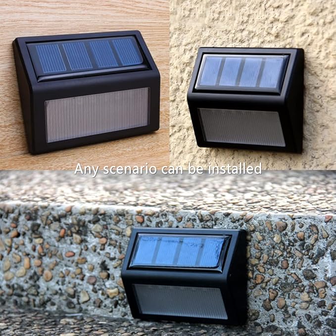 Solar Lights Outdoor, Waterproof Solar Powered Deck Step Lights for Patio Garden Backyard Garage Driveway Pathway Outside Wall Lighting (Warm White/8 Pack)