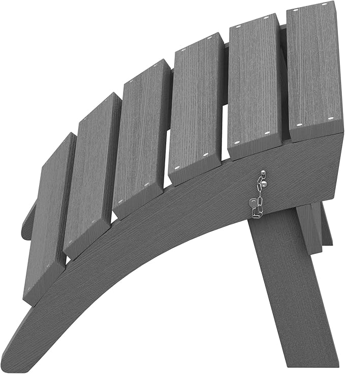 SERWALL Folding Adirondack Ottoman for Adirondack Chair, No-Assembly Weather Resistance Outdoor Footstool, High Impact Polystyrene Folding Adirondack Footrest, Gray